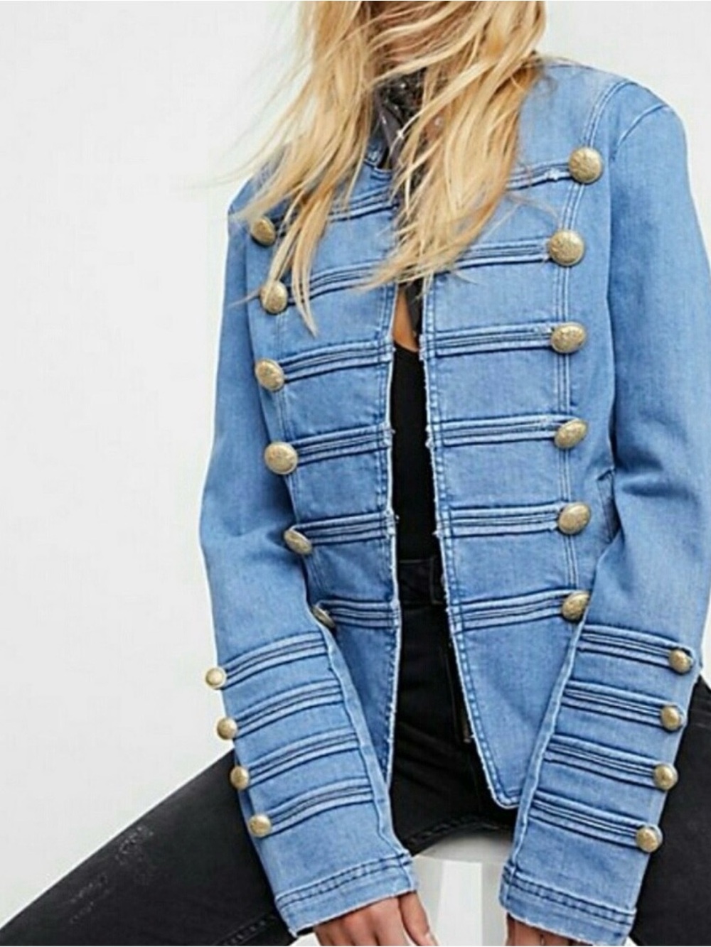 Free People Military Denim Jacket - Picture 2 of 9